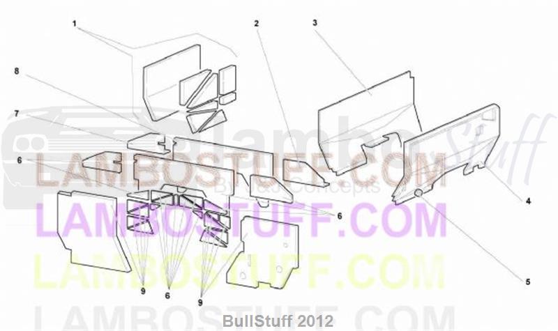 2004 Lamborghini MURCIELAGO COUPE EUROPE ENGINE COMPARTMENT INSULATING PANELS (68.03.00)